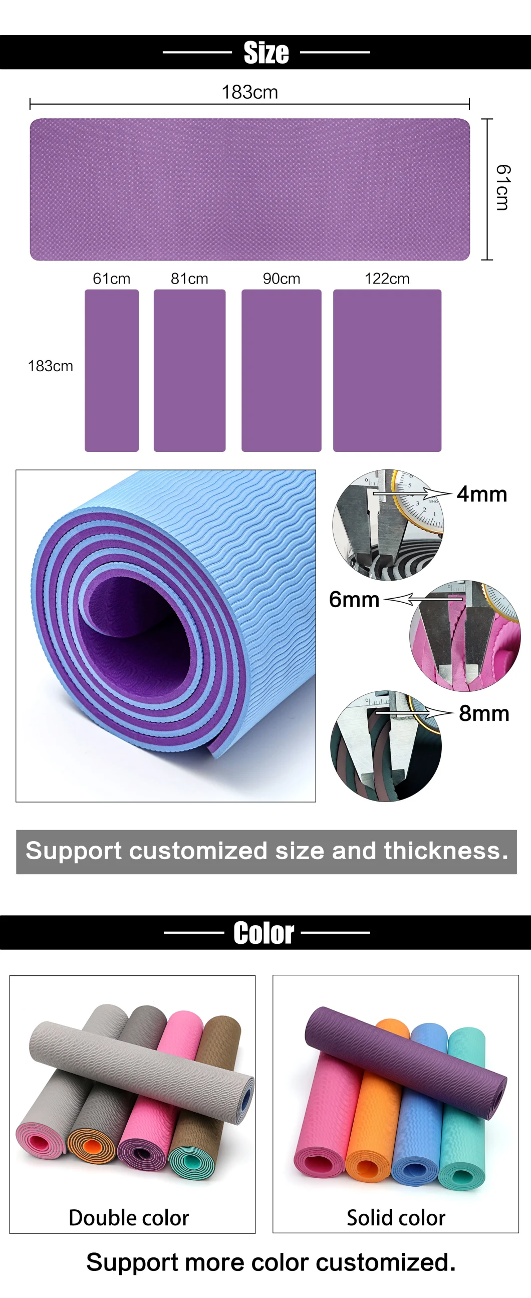 SSD New Design Eco Friendly Personanlized Label Non Skid Custom Printed Yoga Mat TPE Yoga Mat for Exercise