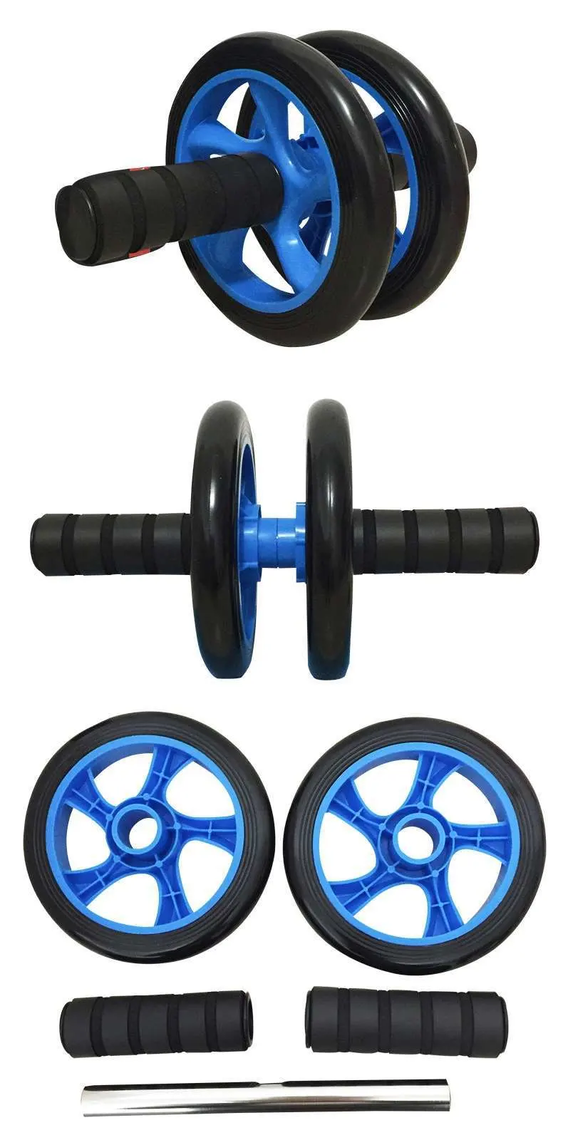 Wholesale Sports Fitness Equipment Health Double Exercise Abdominal Rubber Workout Training Wheel Ab Roller